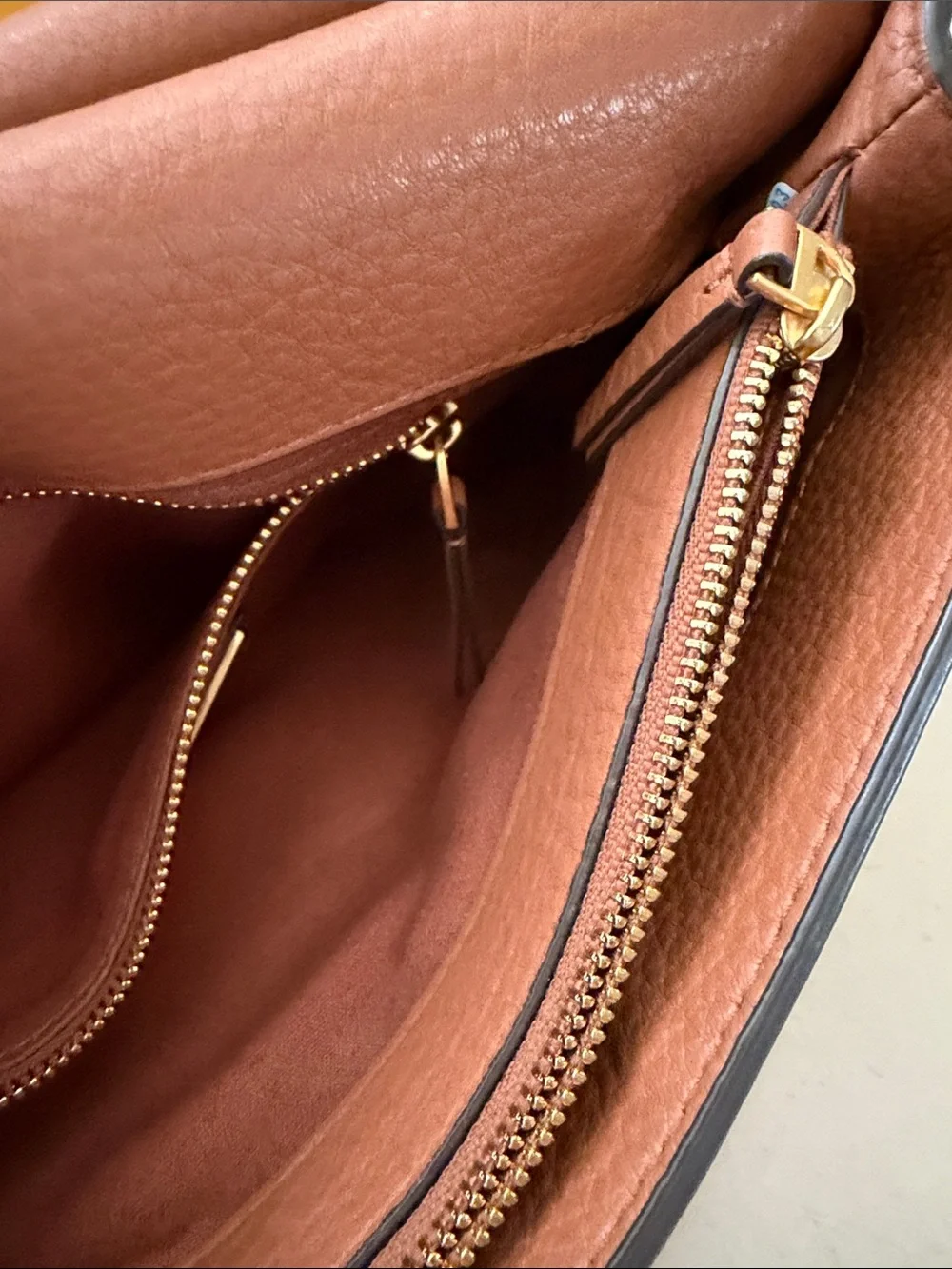 Tory Burch Brown Leather Shoulder Bag with Gold Chain